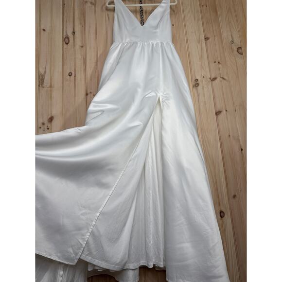 NWT Lulus Blissfully Beloved Ivory Backless A-Line Bow Maxi Dress Bridal Size M - Picture 5 of 10